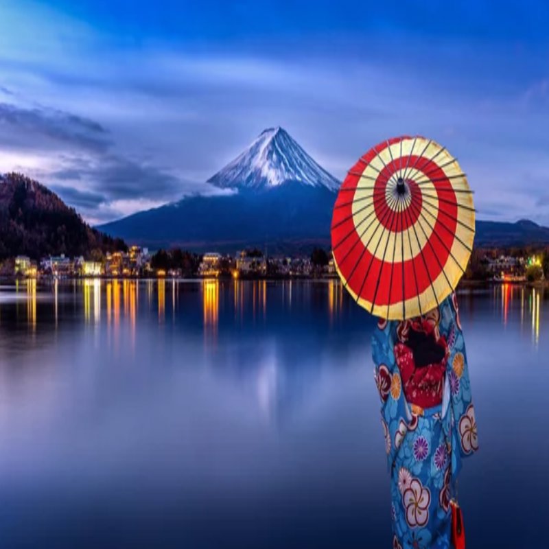 Papier Peint Japonais <br/> Paysage Bleu Nuit