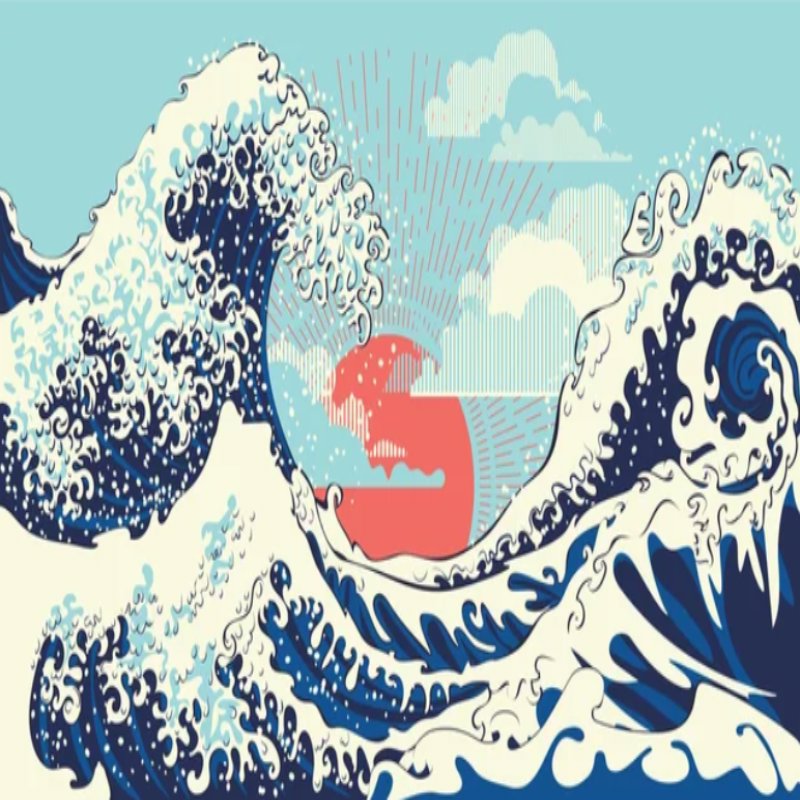 Papier Peint Japonais <br/> Vague et Soleil