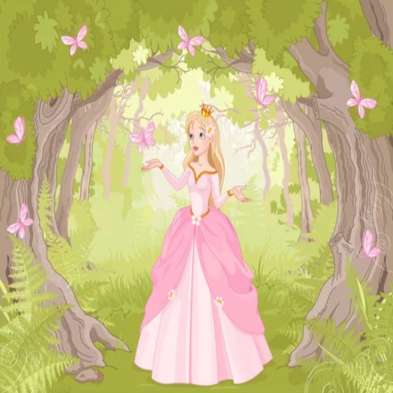 Papier Peint Princesse <br/> Forêt et Papillons