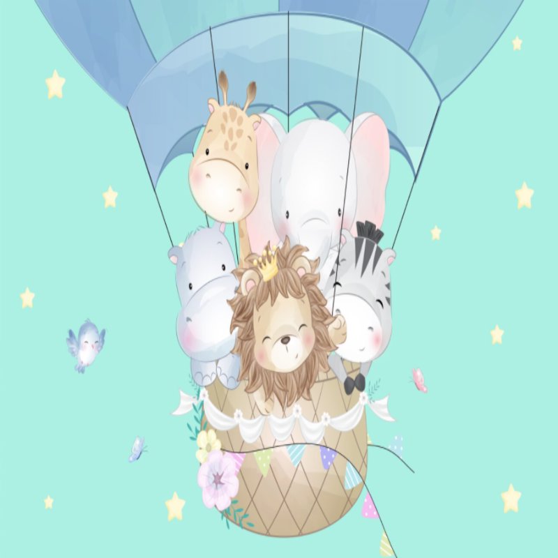 Papier Peint Animaux <br/> Bébé sur Ballon