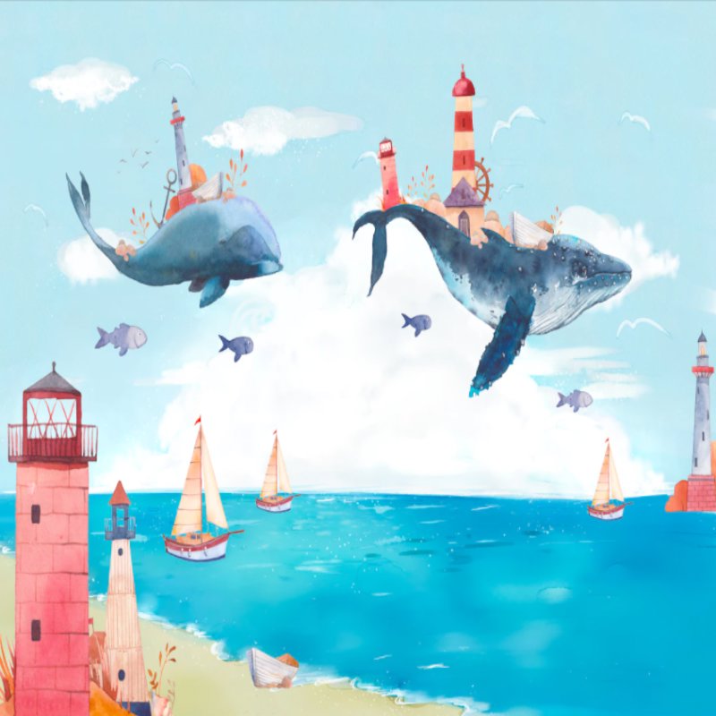Papier Peint Marin <br/> Thème Baleine