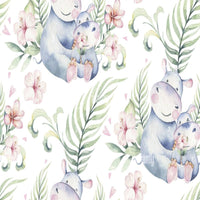 Thumbnail for Papier Peint Animaux <br/> Hippo dans les Fleurs
