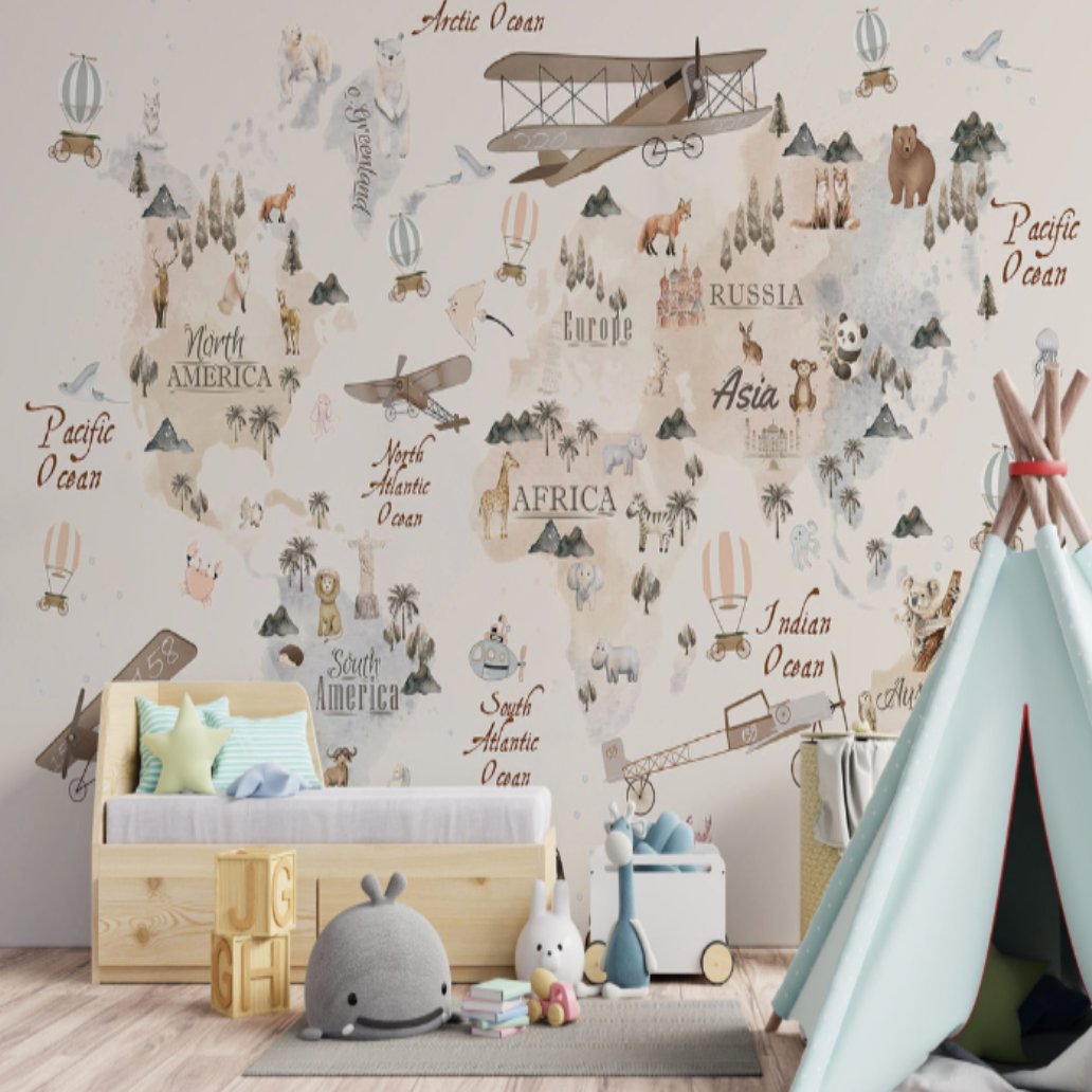 Papier Peint Carte du Monde <br/> Effet Vintage Classy