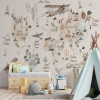 Thumbnail for Papier Peint Carte du Monde <br/> Effet Vintage Classy