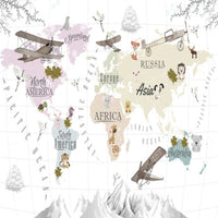 Thumbnail for Papier Peint Carte du Monde <br/> Avion, Montagne et Animaux