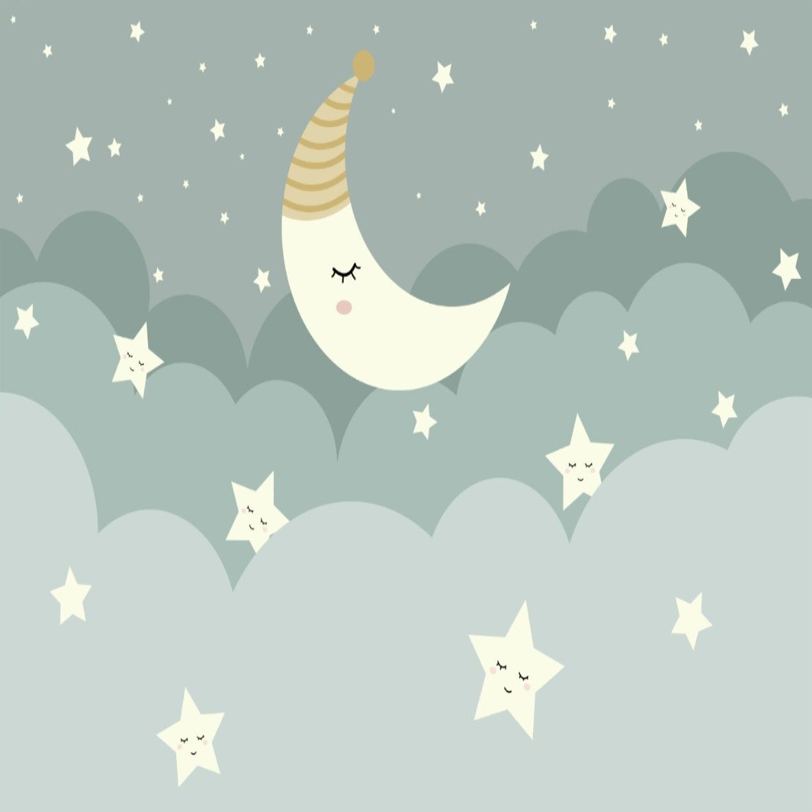 Papier Peint Etoile <br/> Lune et Doux Rêve