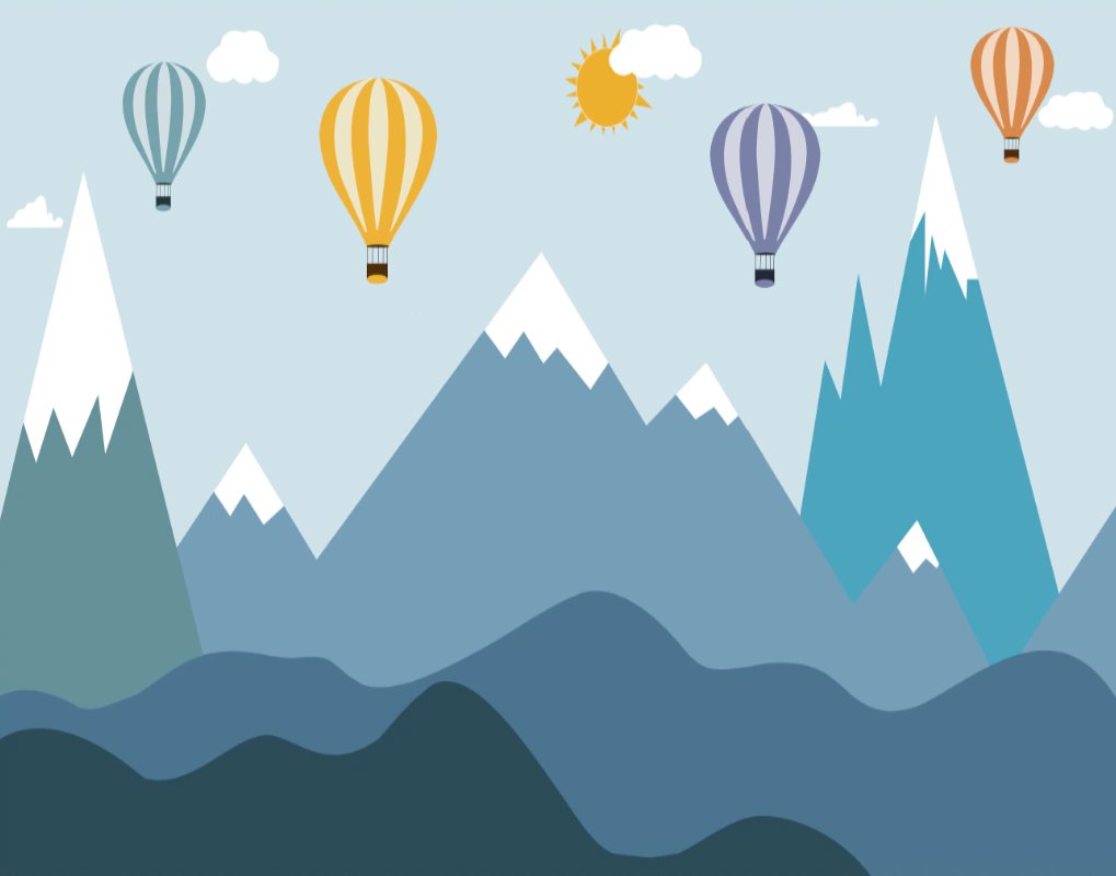 Papier Peint Garçon Classique <br/> Montagne Bleue