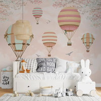 Thumbnail for Papier Peint Fille Classique <br/> Montgolfière Panoramique Enfant