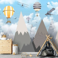 Thumbnail for Papier Peint Garçon Classique <br/> Ballon et Pic Bleu-Gris