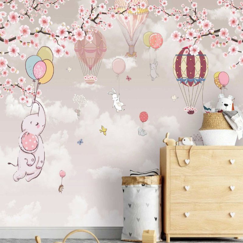 Papier Peint Animaux <br/> Bébé éléphant en plein vol