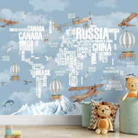 Thumbnail for Papier Peint Avion <br/> Carte Monde en Lettre