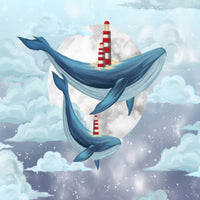 Thumbnail for Papier Peint Marin <br/> Thème Baleine Nuage et Phare