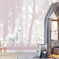 Thumbnail for Papier Peint Licorne <br/> Ballade Forêt Rose