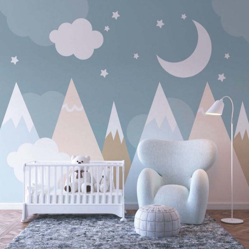 Papier Peint Garçon Classique <br/> Montagnes Claires