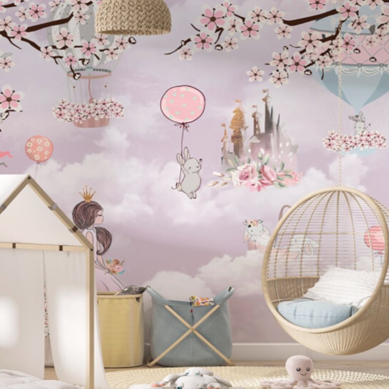 Papier Peint Princesse <br/> Ciel Fleuri et Château