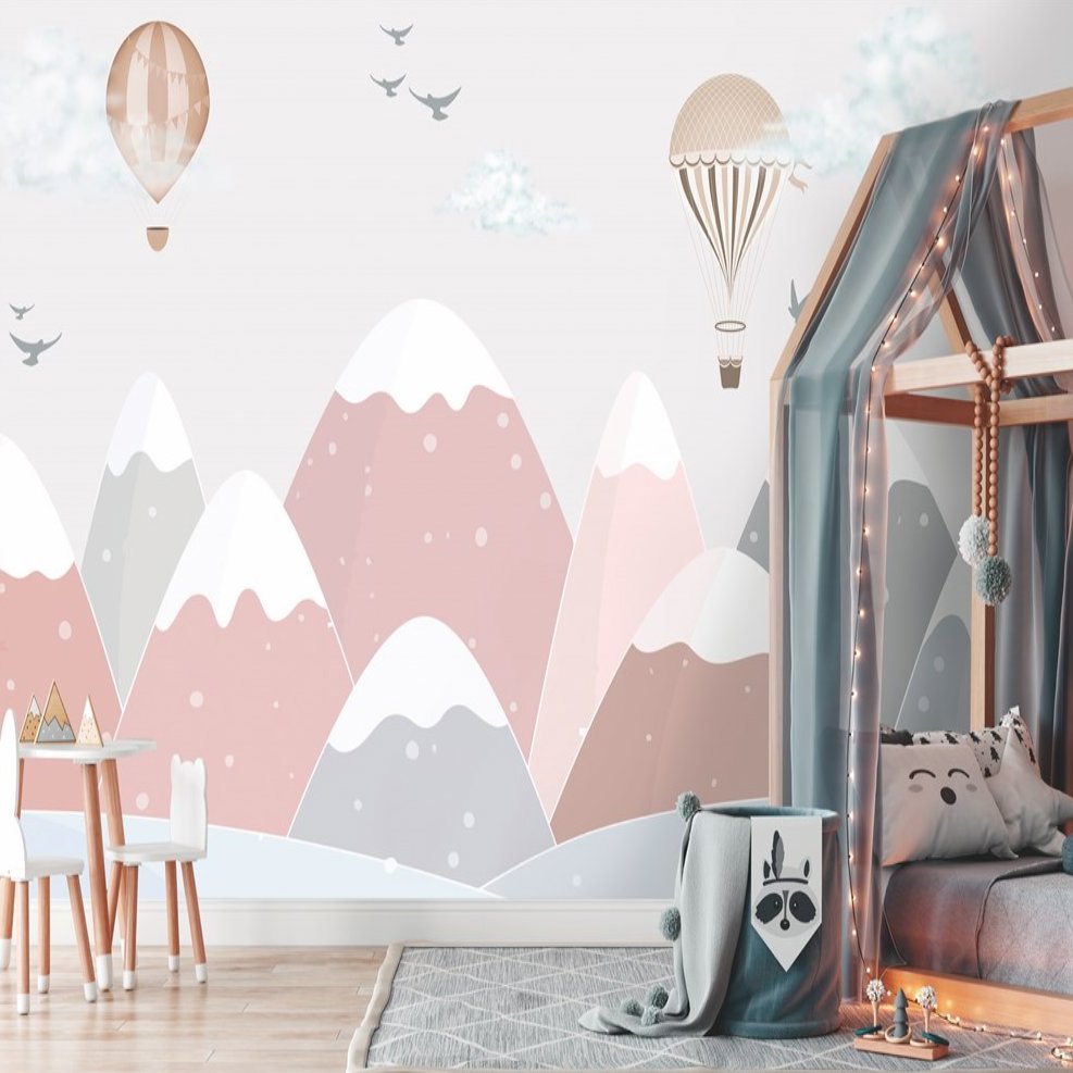 Papier Peint Fille Classique <br/> Montagnes et Douceur Pastel