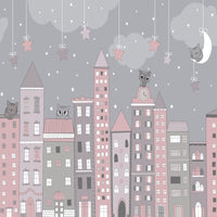 Thumbnail for Papier Peint Fille Classique <br/> Chat XXL Gris Rose