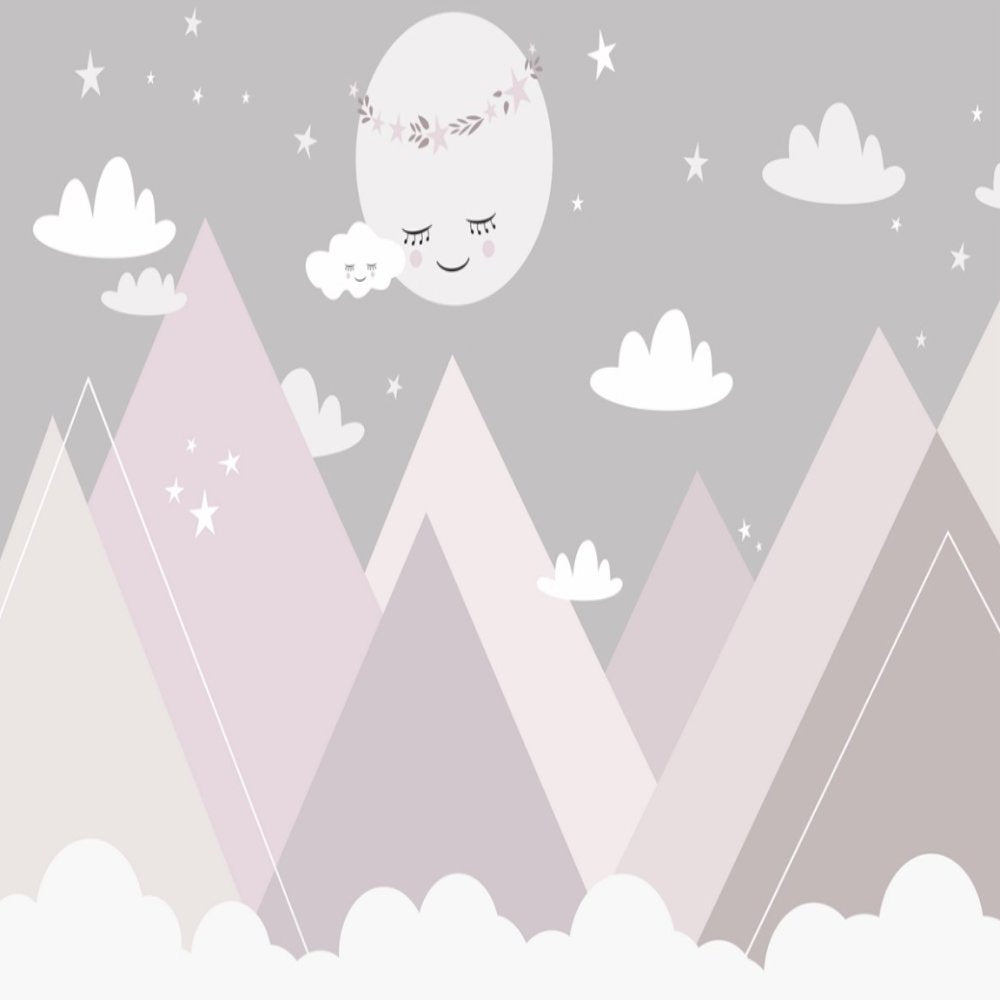 Papier Peint Fille Classique <br> Lune Ronde Endormie