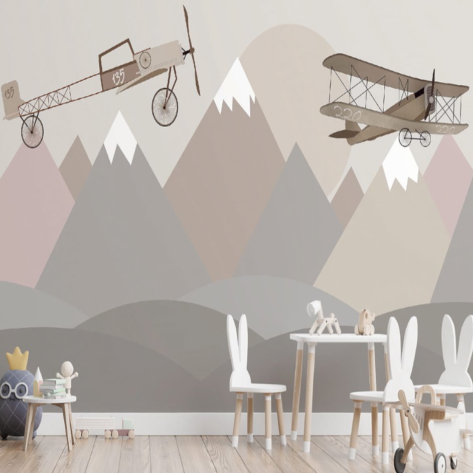 Papier Peint Avion <br/> Duo à travers les Montagnes