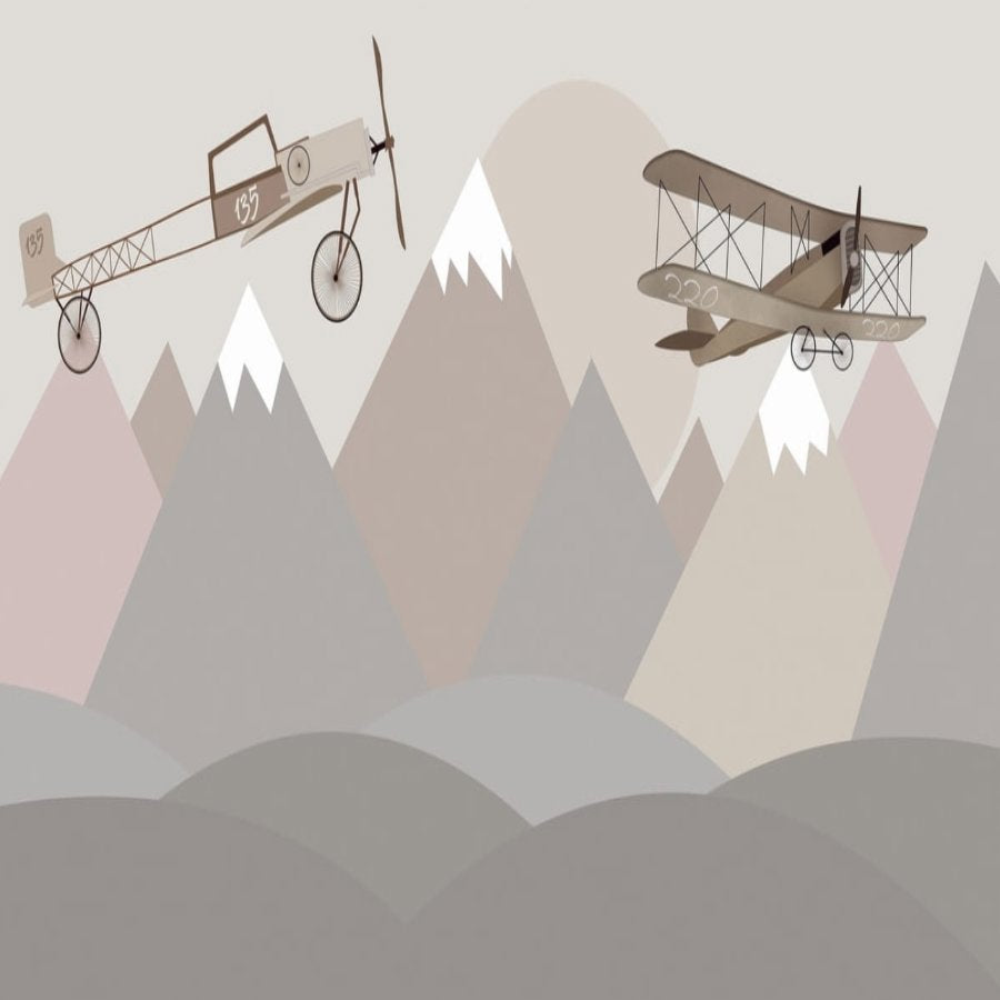 Papier Peint Avion <br/> Duo à travers les Montagnes