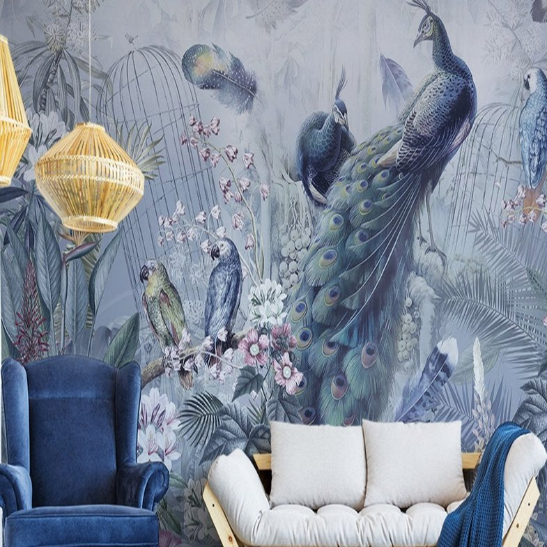 Papier Peint Tropical <br/> Paon Elégance