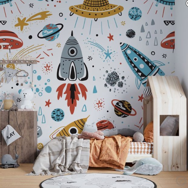 Papier Peint Espace <br/> Rockets et Planètes