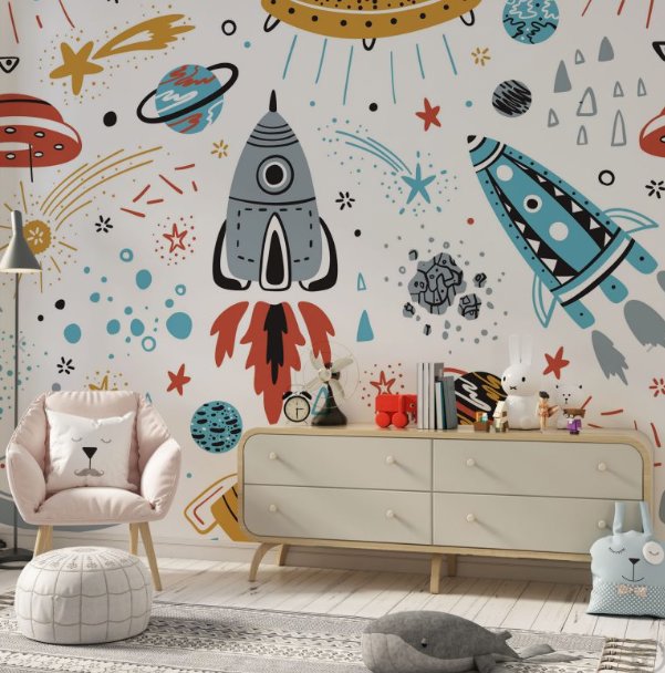Papier Peint Espace <br/> Rockets et Planètes