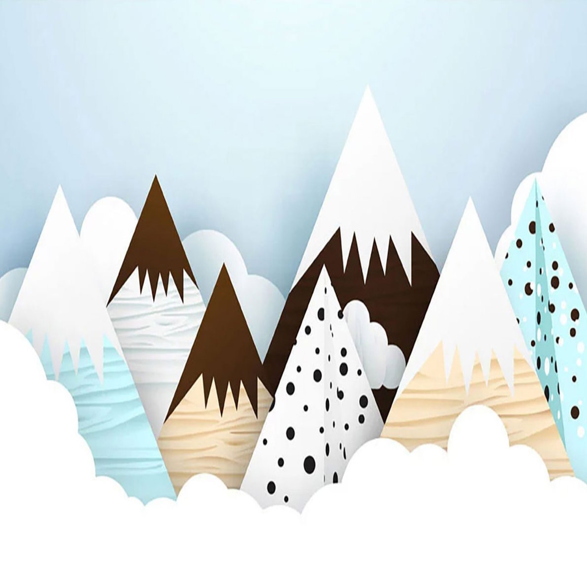 Papier Peint Garçon Classique <br/> Montagne Pic Neige