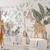 Thumbnail for Papier Peint Animaux <br/> Safari Girafe et Eléphant