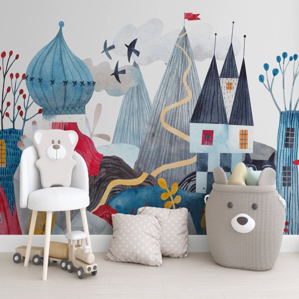 Papier Peint Bébé Classique <br/> Paysage Bleu Fabuleux