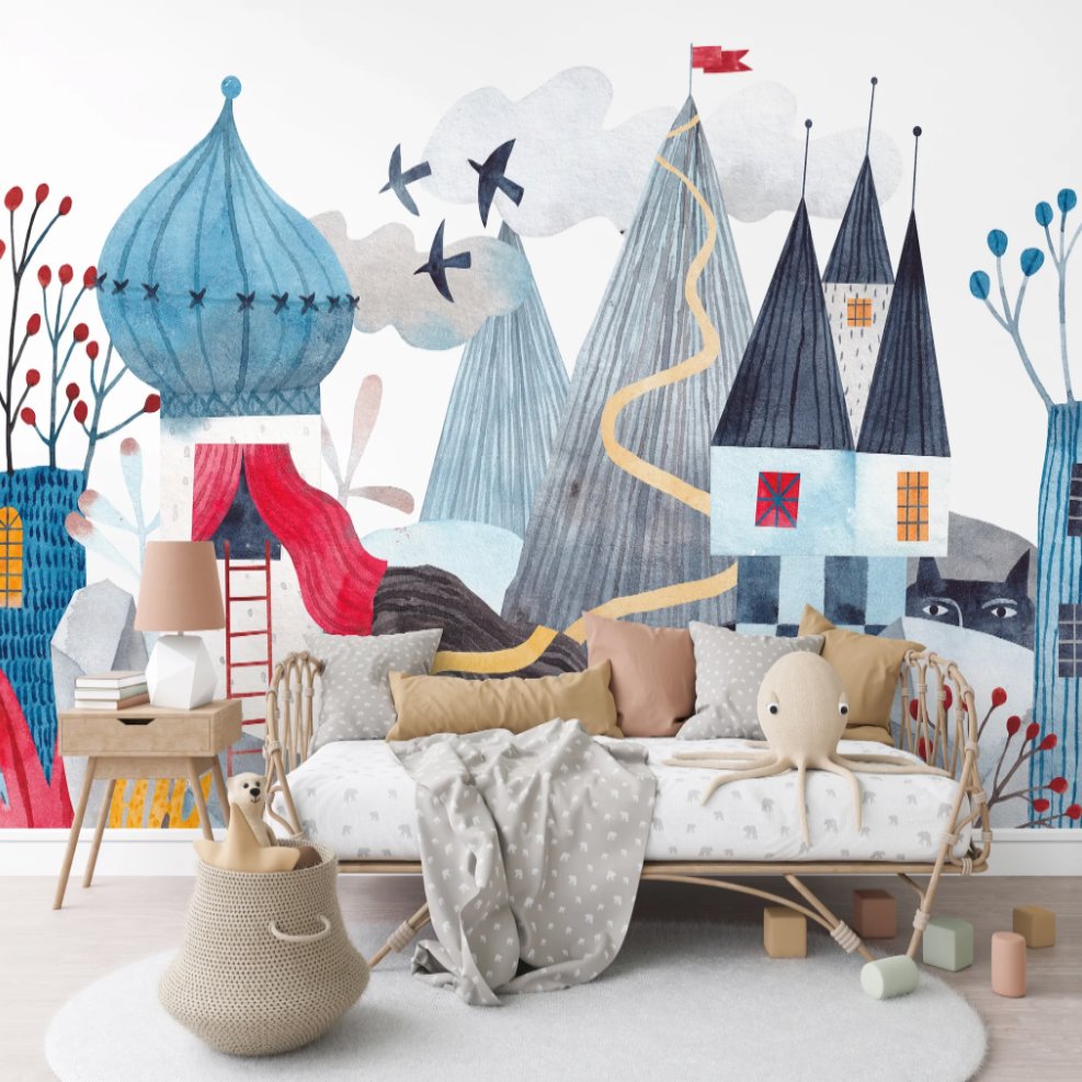 Papier Peint Bébé Classique <br/> Paysage Bleu Fabuleux