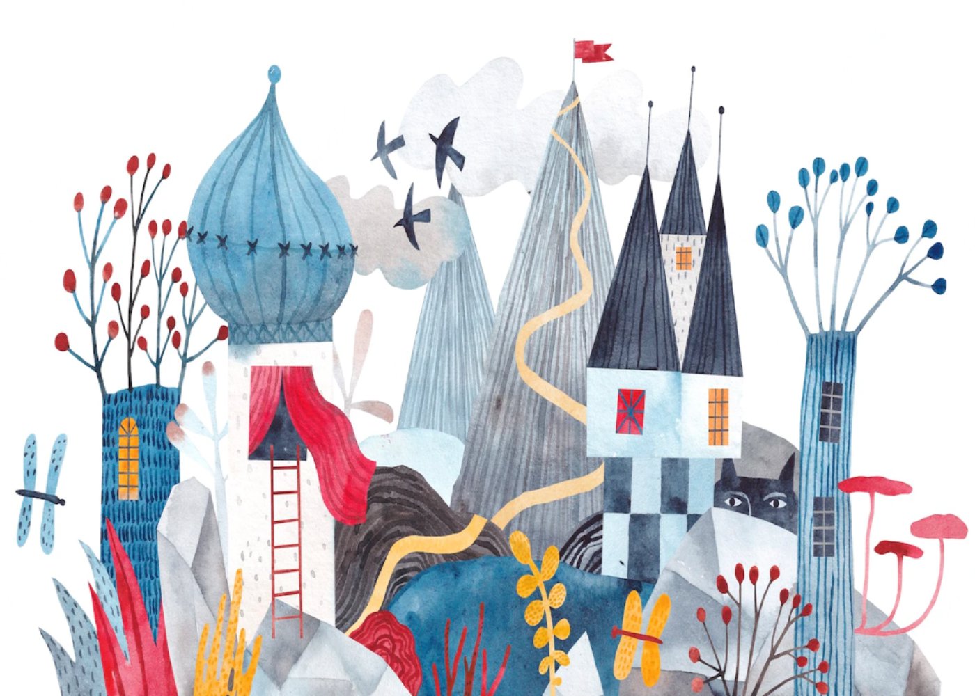 Papier Peint Bébé Classique <br/> Paysage Bleu Fabuleux