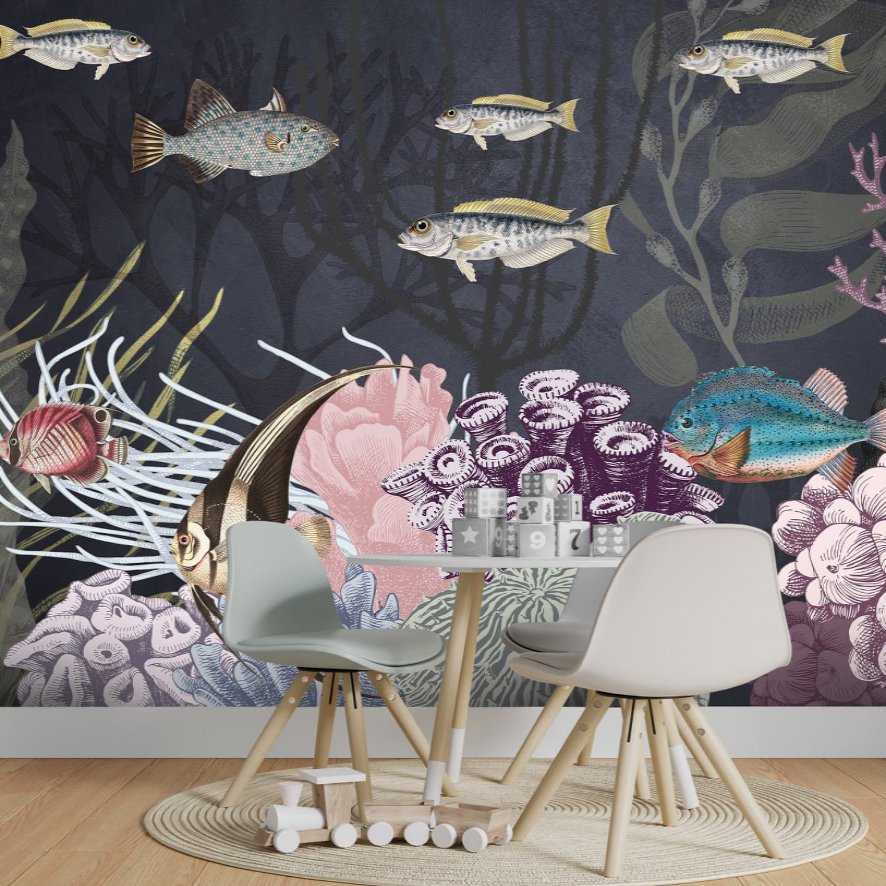 Papier Peint Marin <br/> Fonds Marins et Poissons