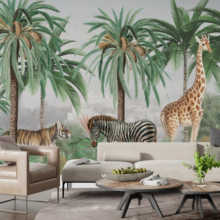 Papier Peint Animaux <br/> Palmier et Grandeur
