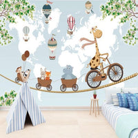 Thumbnail for Papier Peint Carte du Monde <br/> Animaux Rigolos Volants