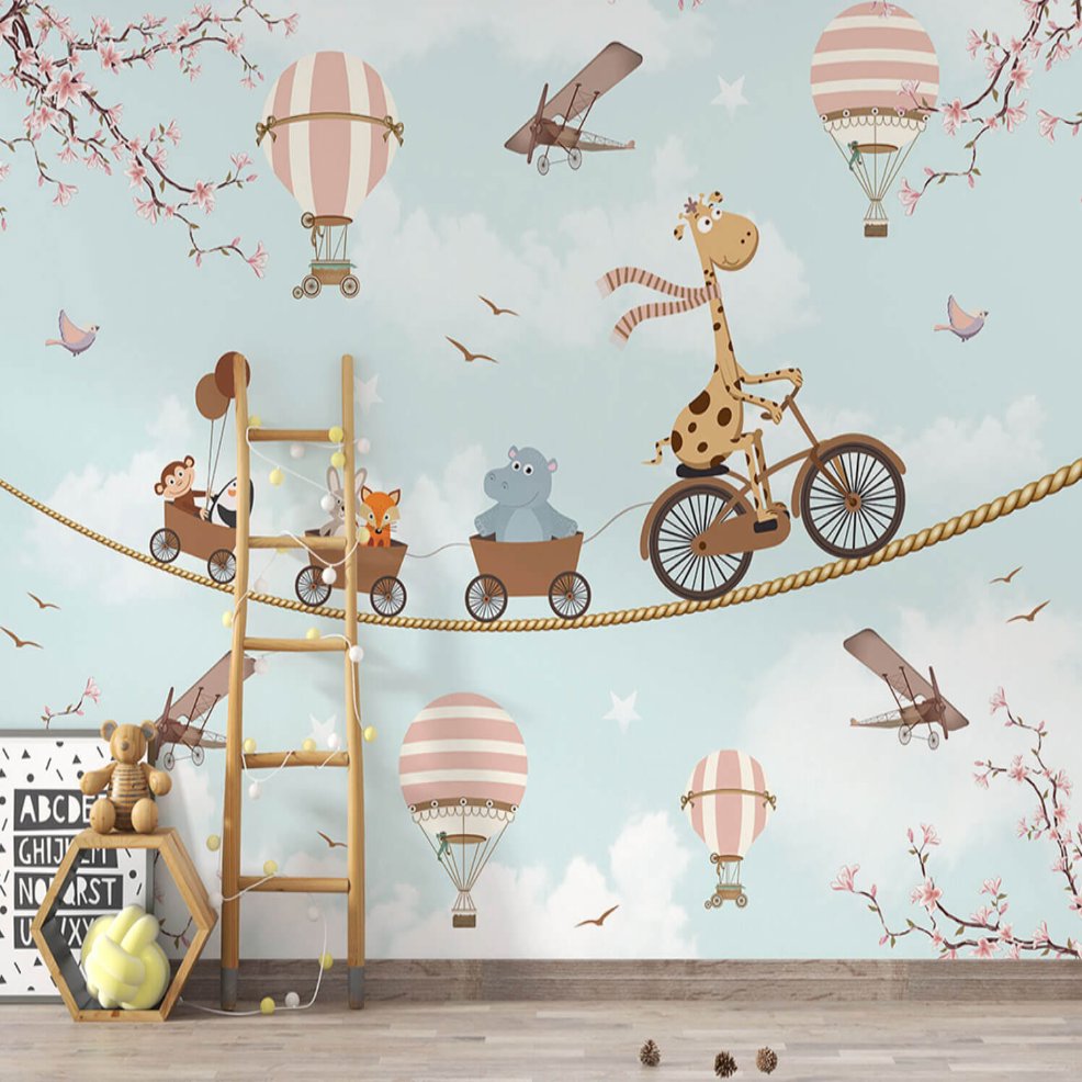 Papier Peint Bébé Classique <br/> Retro Cirque Animalier