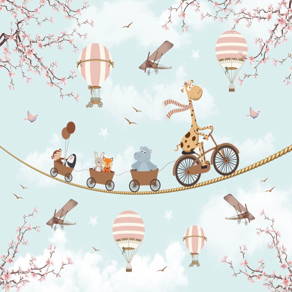 Papier Peint Bébé Classique <br/> Retro Cirque Animalier