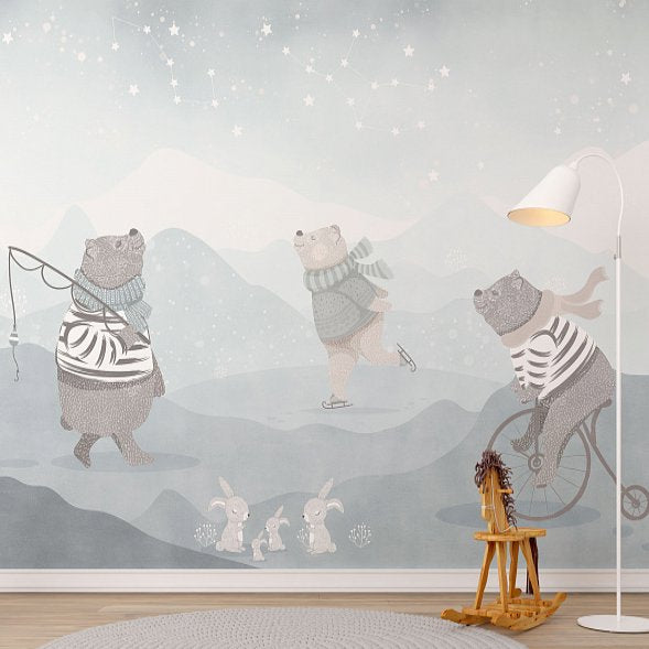 Papier Peint Bébé Classique <br/> Ours Patinage