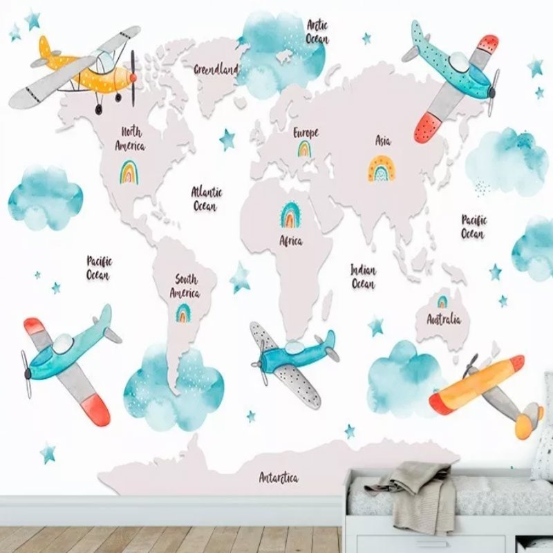 Papier Peint Carte du Monde <br/> Planes Voyage