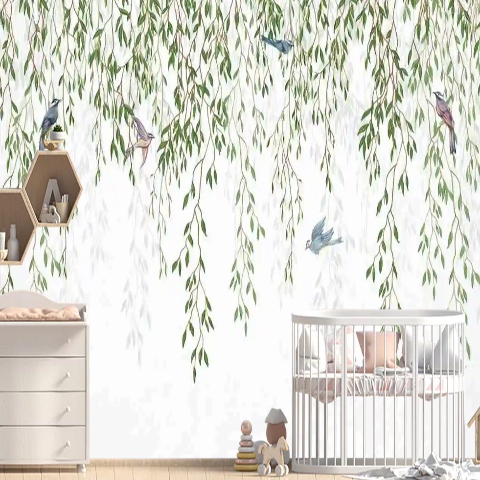 Papier Peint Oiseaux <br/> Lierre Tombante