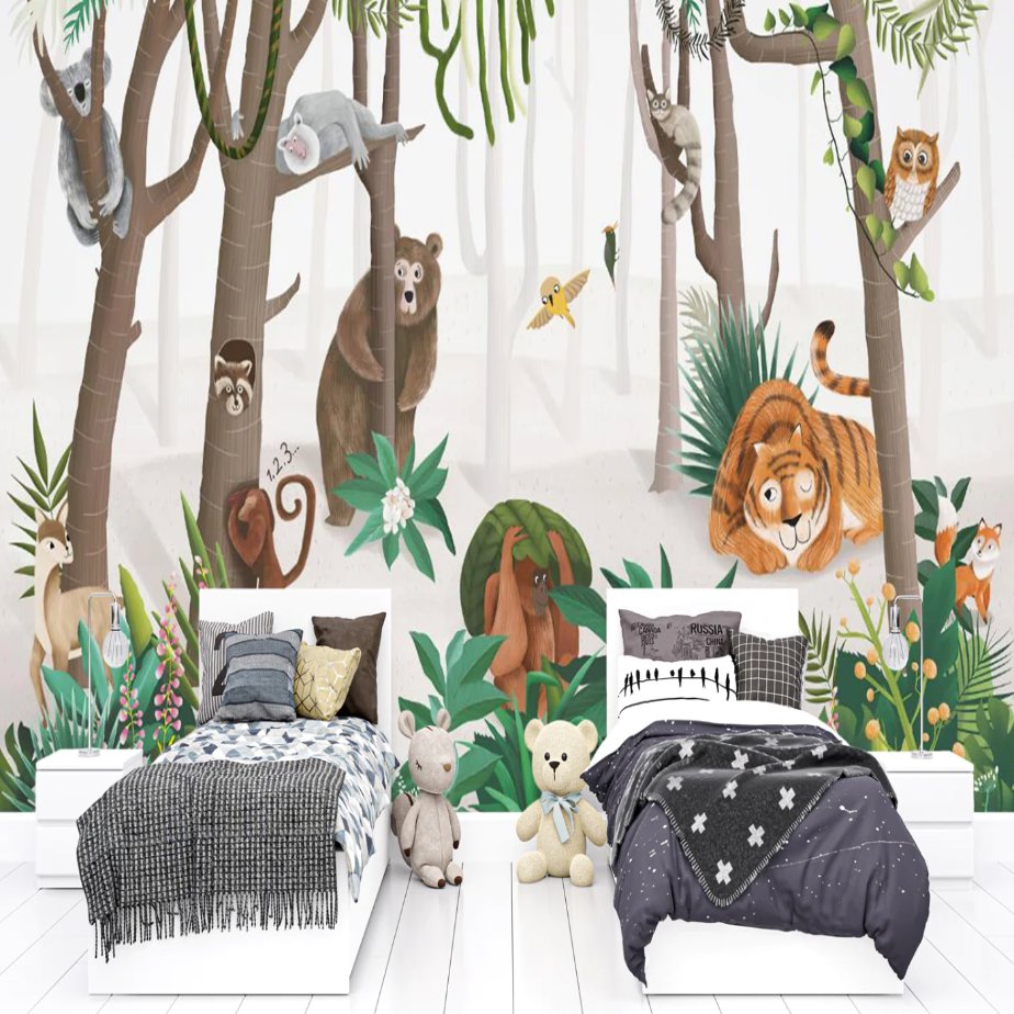 Papier Peint Animaux <br/> Forêt Sauvage Adorable