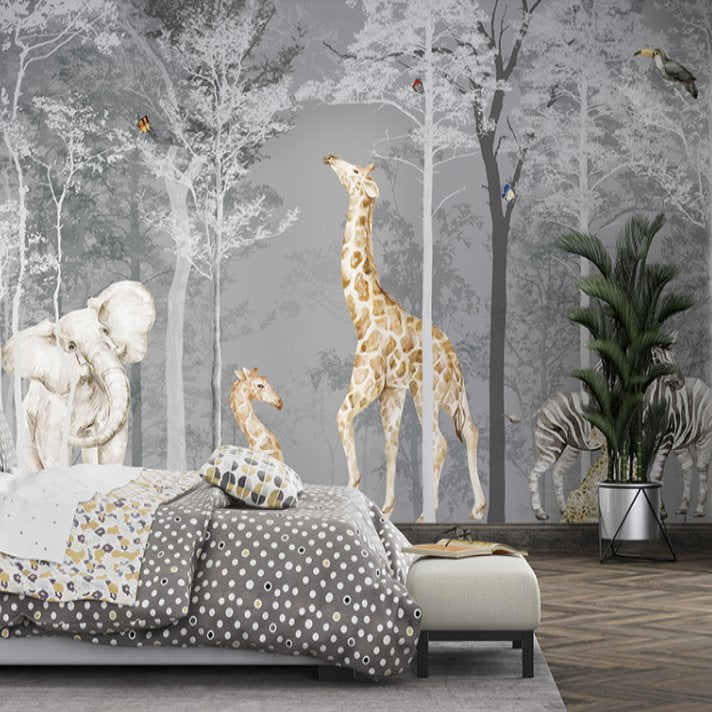 Papier Peint Animaux <br/> Forêt Grise