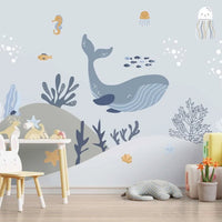 Thumbnail for Papier Peint Marin <br/> Baleine Bleue et Douceur