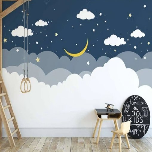 Papier Peint Nuage <br/> Voyage Nocturne Enfantin