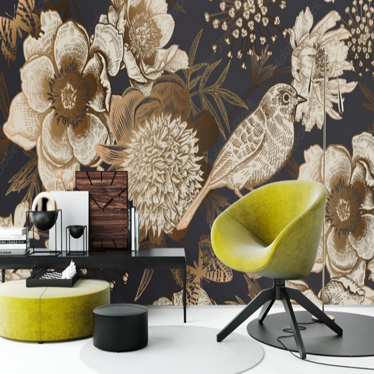 Papier Peint Salon Beige <br> Précieux