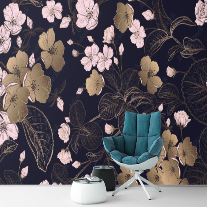 Papier Peint Pour Salon <br> En Fleur