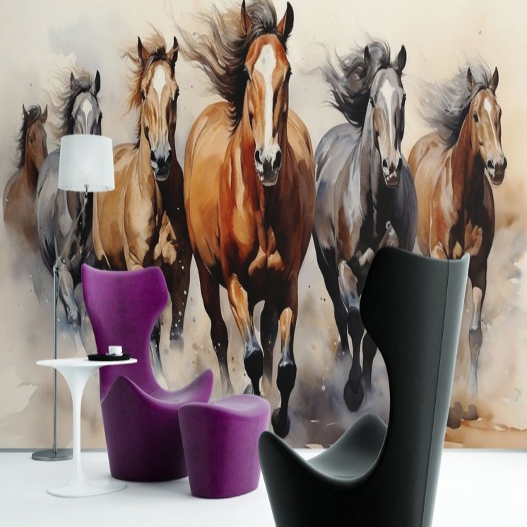 Papier Peint Moderne Salon <br> Chevauchée