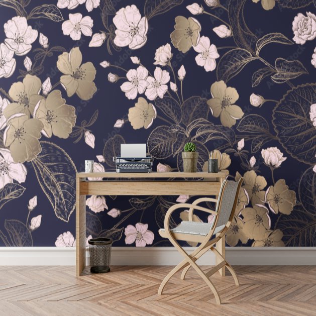 Papier Peint Pour Salon <br> En Fleur