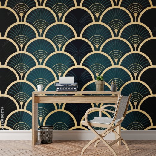 Papier Peint Art Deco Vert