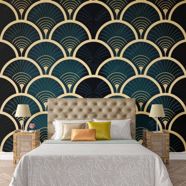 Papier Peint Art Deco Vert